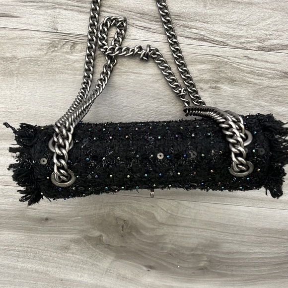 HP 🖤NWOT🖤Kurt Geiger London The Brixton Tweeds Bag Black - Picture 8 of 17